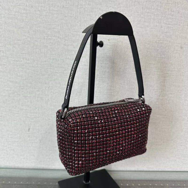 ✨ALEXANDER WANG 紅色水鑽手提包16*11*6 98新配件:配用水鑽-1