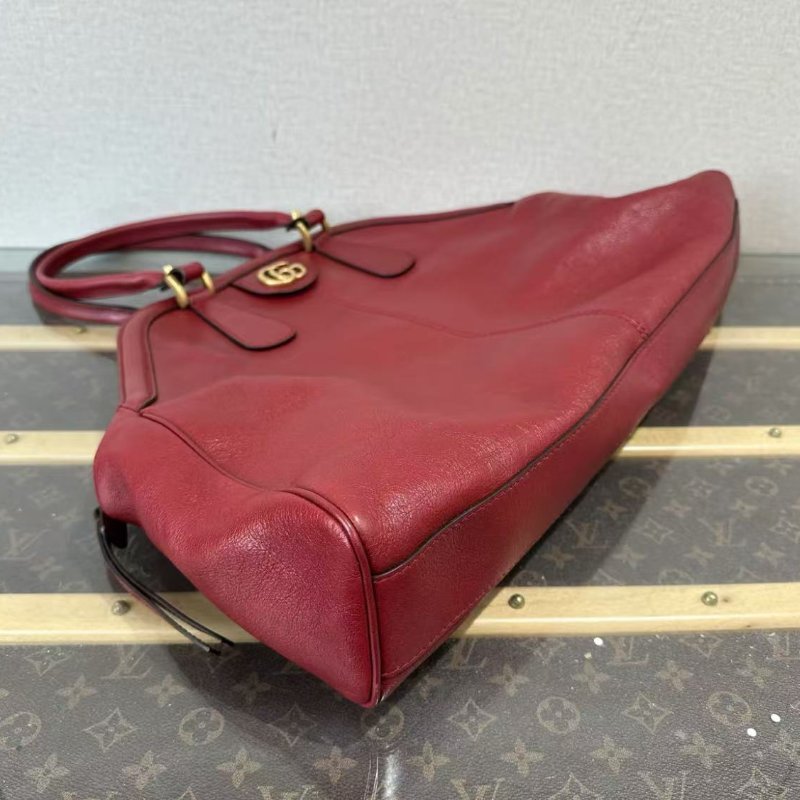 GUCCI 紅金虎頭雙面手提腋下包 51*34*10 98新配件塵袋-2