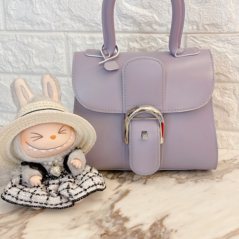 品況好✨ 比利時愛馬仕 Delvaux Brilliant mini 外縫線馬蹄釦水波紋小牛皮手提/斜背包/薰衣草紫-7