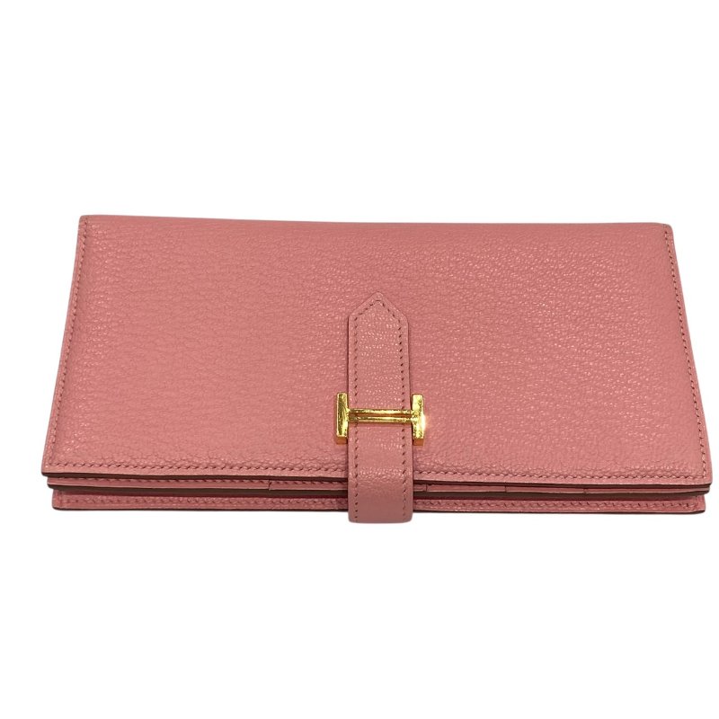 HERMES 愛馬仕 Béarn Soufflet 長夾 橘粉色-0