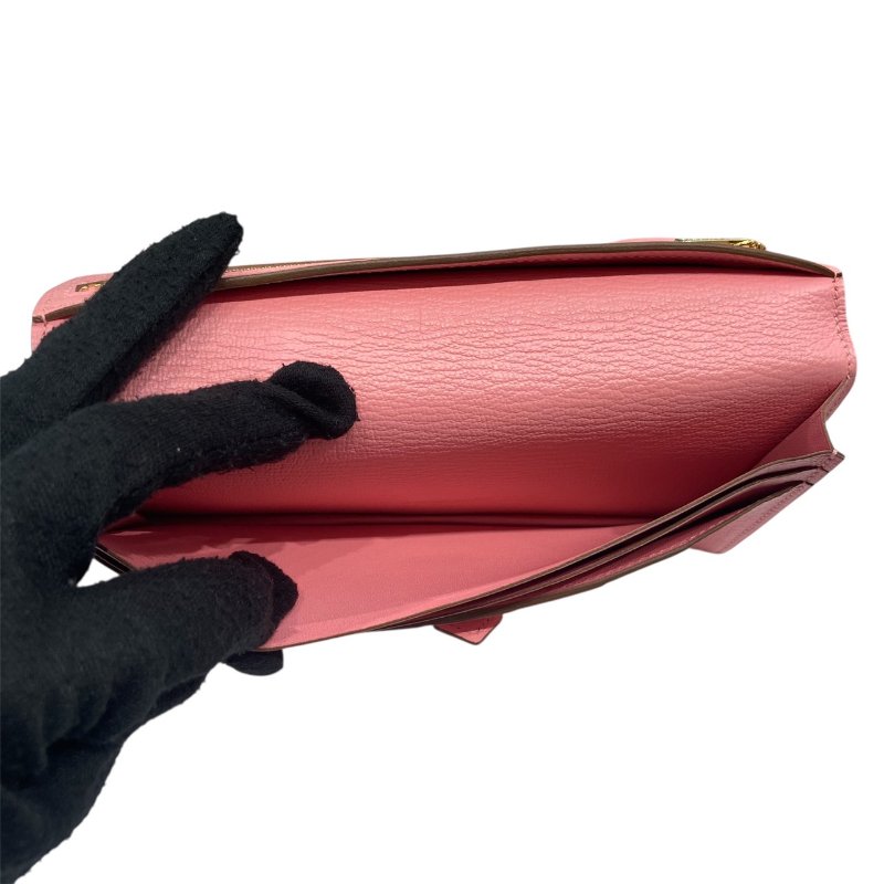 HERMES 愛馬仕 Béarn Soufflet 長夾 橘粉色-8