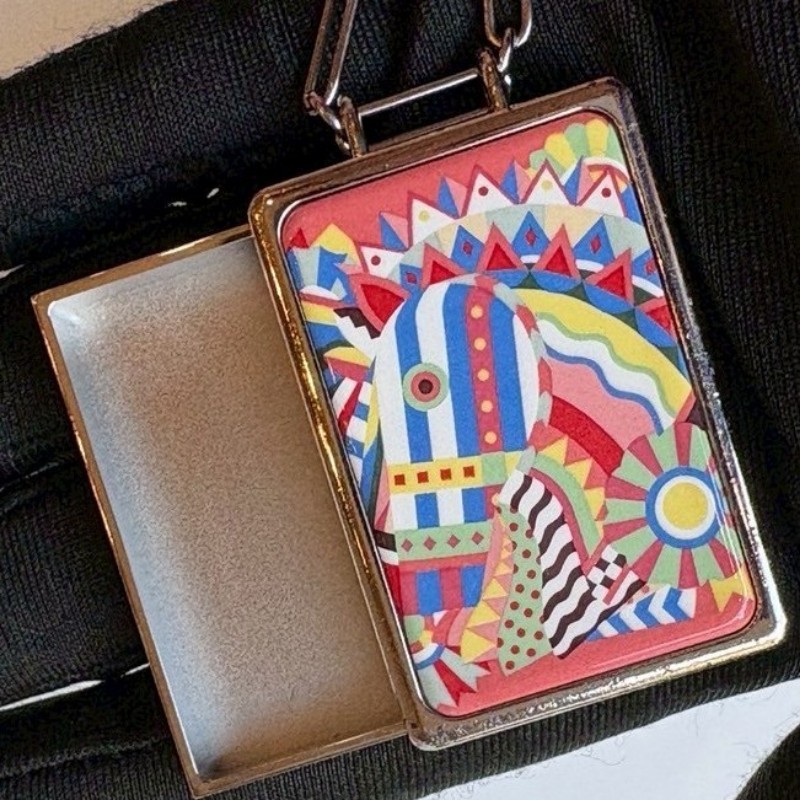 Hermes 銀鍊粉色馬頭琺瑯硬盒長項鍊-2