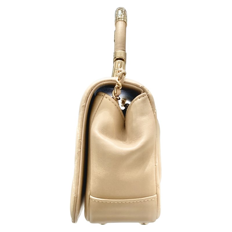 CHANEL 香奈兒 Mini Carry Chic Flap 羊皮 肩背包 裸杏色-3