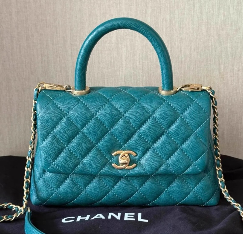 98新 CHANEL 22P春夏 Coco Handle 牛皮仿蜥蜴紋手柄-0