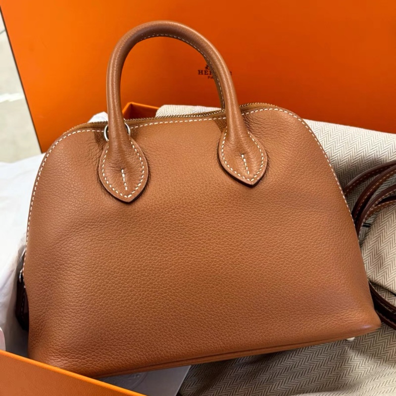 99新 Hermes 愛馬仕 Mini Bolide 保齡球包  金棕  W刻 附件：包裝盒 塵袋 24年票-0