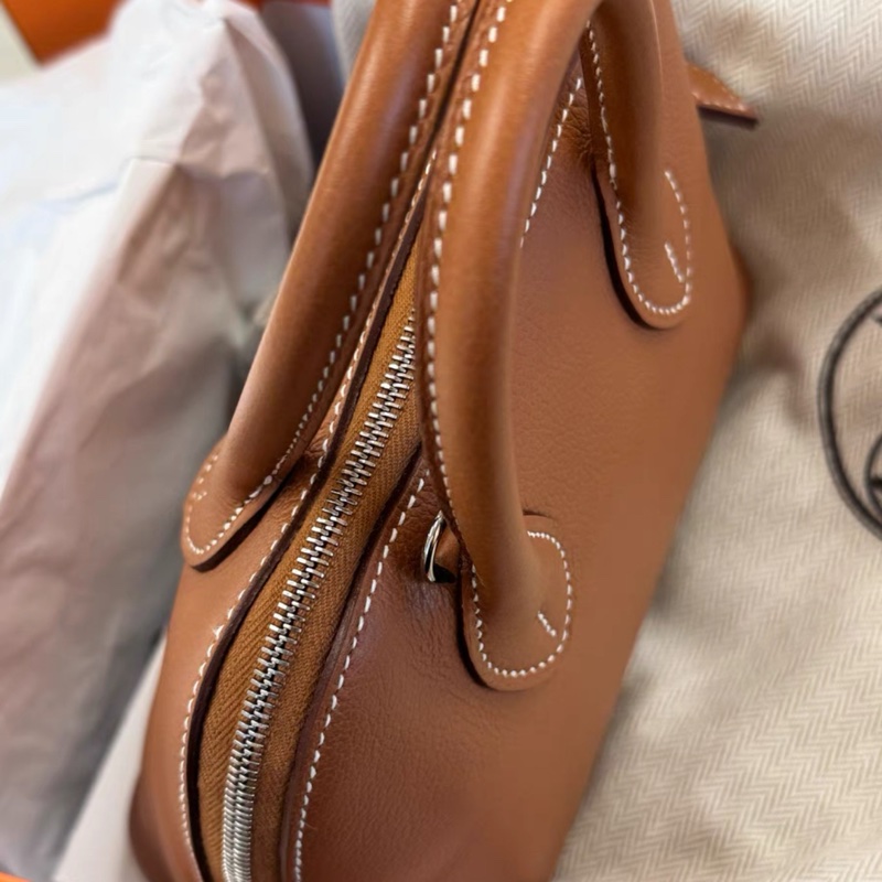 99新 Hermes 愛馬仕 Mini Bolide 保齡球包  金棕  W刻 附件：包裝盒 塵袋 24年票-5
