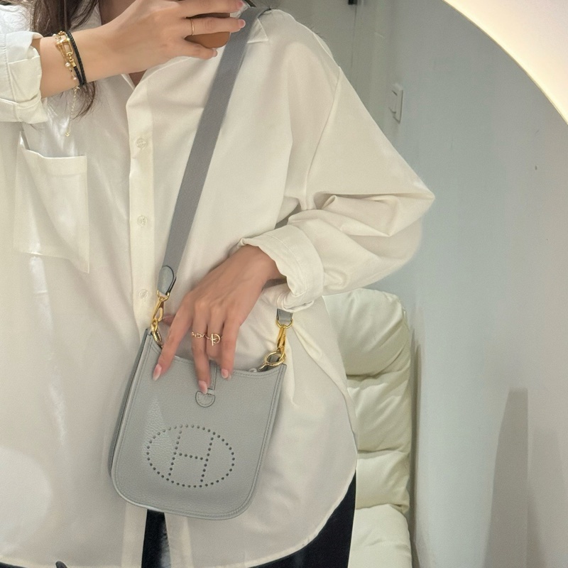 Hermes 愛馬仕evelyn mini 冰晶灰金扣 tc皮 B刻 stamp-1