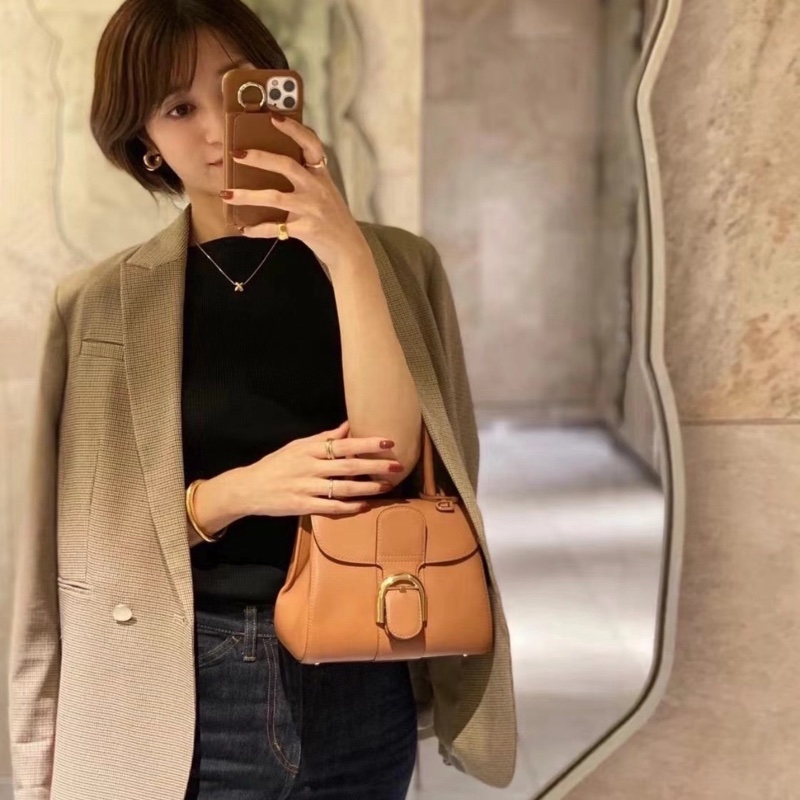 Delvaux brilliant mini 焦糖棕單肩手提包小牛皮 手提斜挎包-1