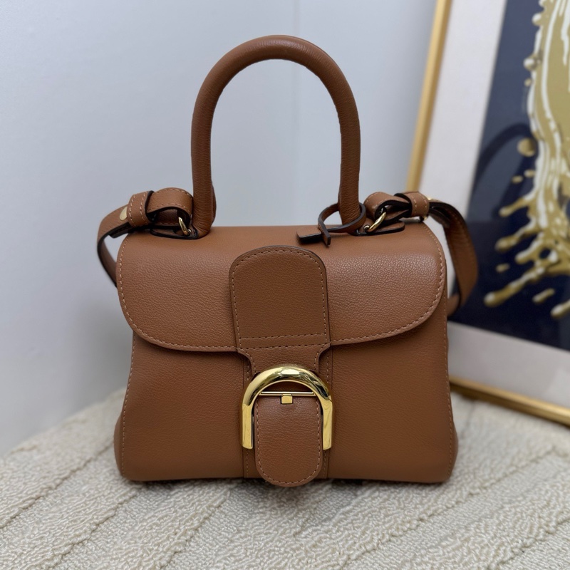 Delvaux brilliant mini 焦糖棕單肩手提包小牛皮 手提斜挎包-5