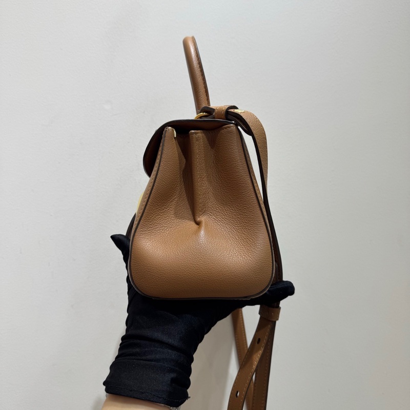 Delvaux brilliant mini 焦糖棕單肩手提包小牛皮 手提斜挎包-8