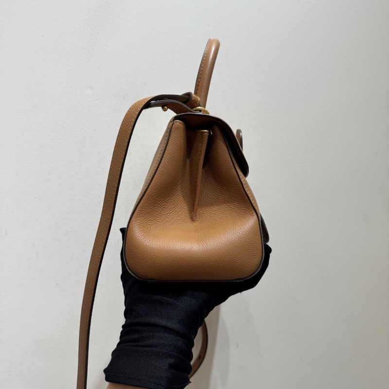 Delvaux brilliant mini 焦糖棕單肩手提包小牛皮 手提斜挎包-9