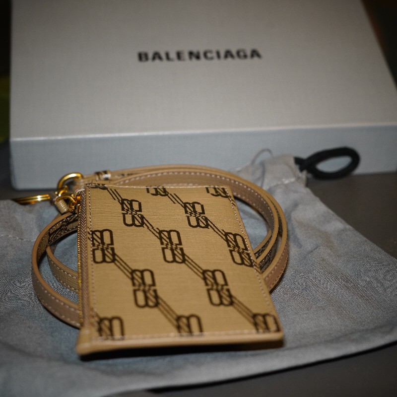 BALENCIAGA BB Monogram 卡片夾/零錢包 附掛繩-1