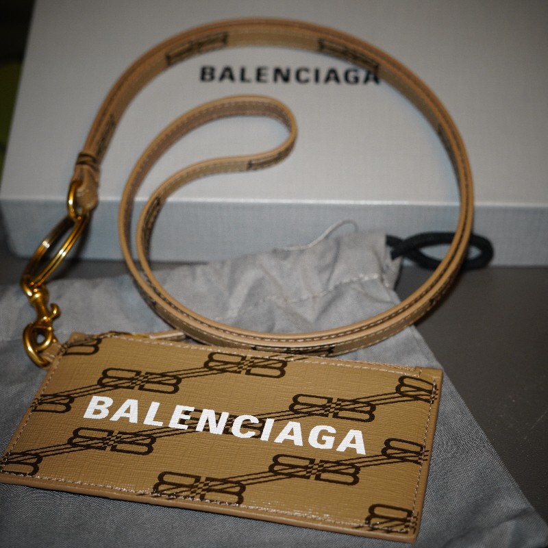 BALENCIAGA BB Monogram 卡片夾/零錢包 附掛繩-2