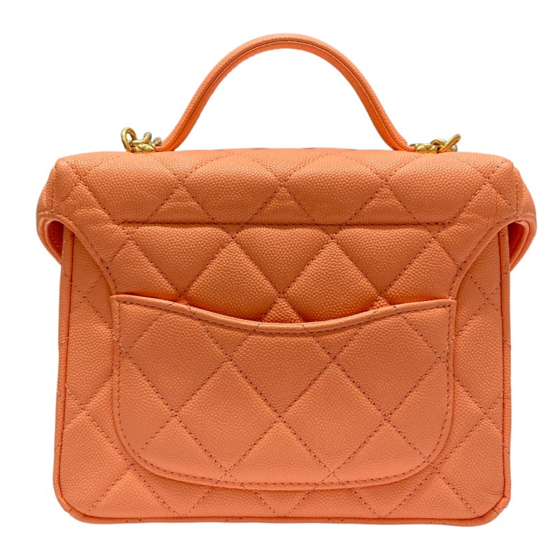 CHANEL 香奈兒 荔枝牛皮 肩背包 鮭魚粉色-1