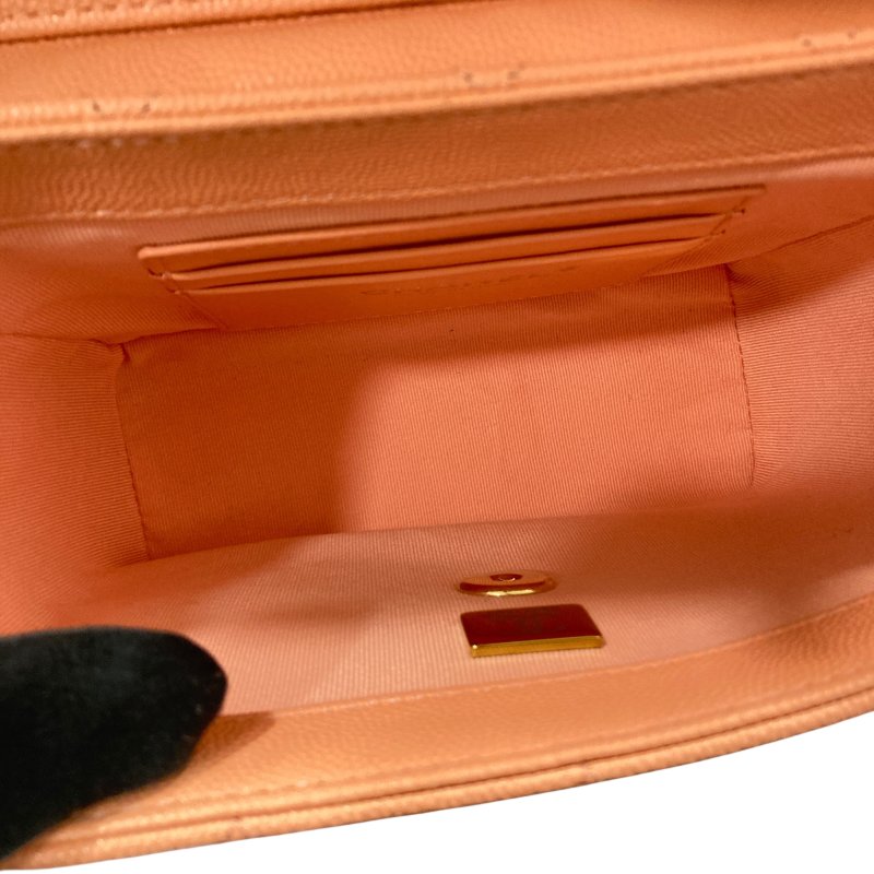 CHANEL 香奈兒 荔枝牛皮 肩背包 鮭魚粉色-6