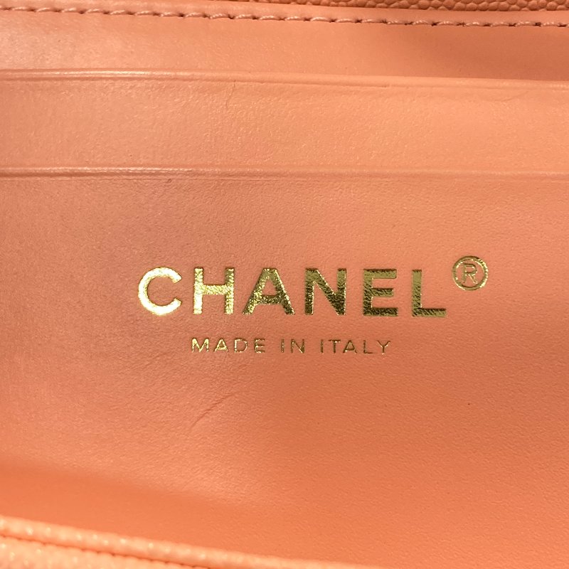 CHANEL 香奈兒 荔枝牛皮 肩背包 鮭魚粉色-8