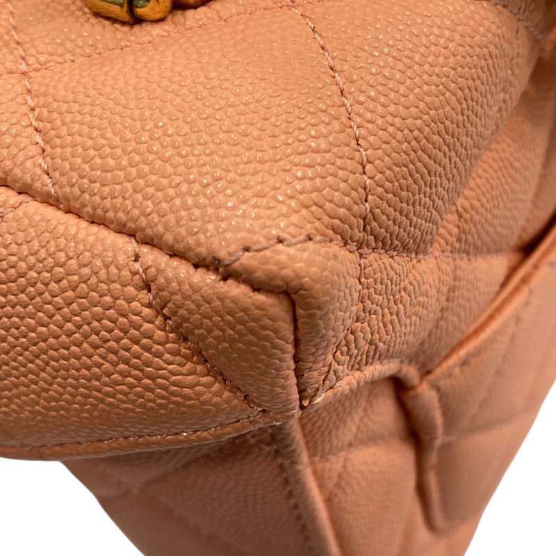 CHANEL 香奈兒 荔枝牛皮 肩背包 鮭魚粉色-16