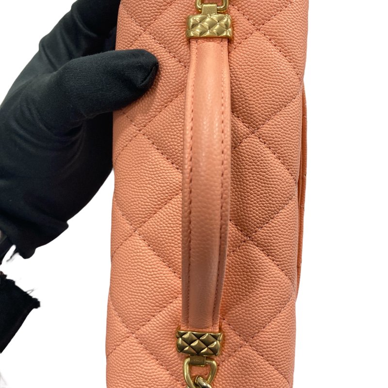 CHANEL 香奈兒 荔枝牛皮 肩背包 鮭魚粉色-17