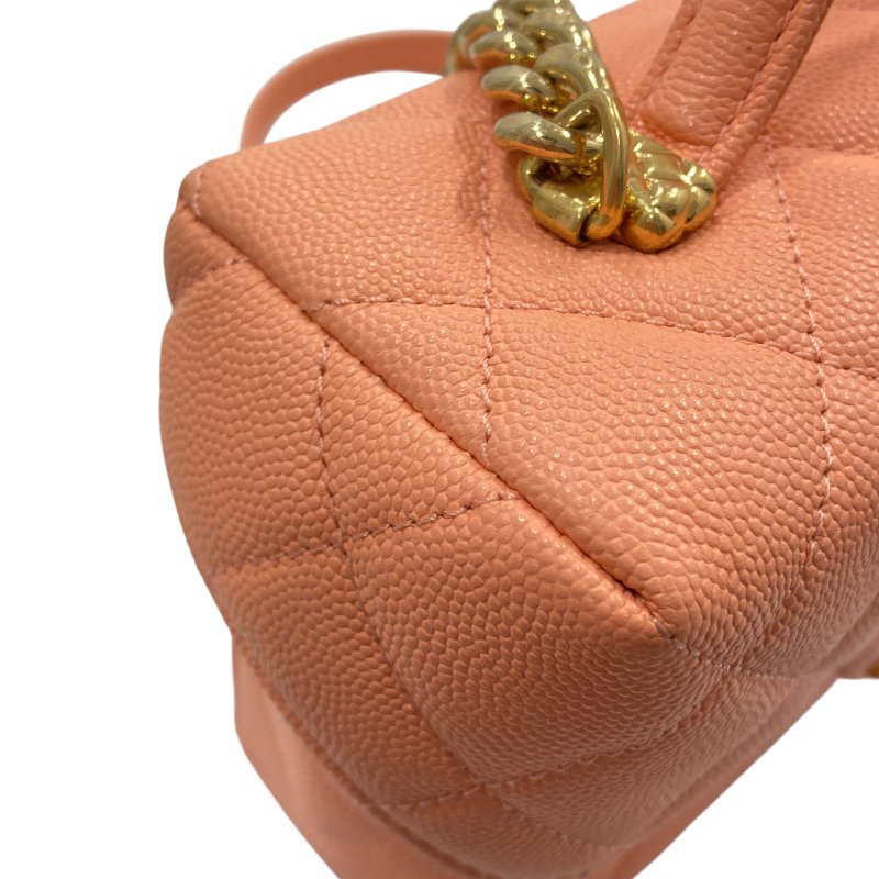 CHANEL 香奈兒 荔枝牛皮 肩背包 鮭魚粉色-18