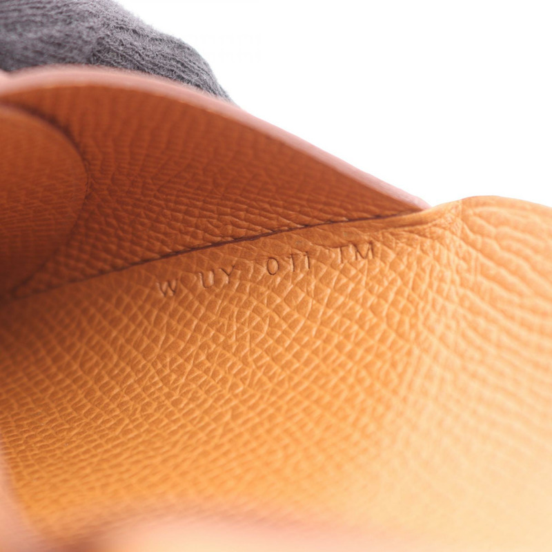 愛馬仕 Calvi Duo 金色零皮夾 Epsom 棕色 二手 女士-4