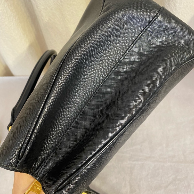 Prdaa普拉達黑金牛皮 殺手包 手提 單肩-4