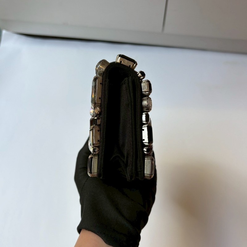 Prada 黒緞布裡大水鑽手拿晚宴包-5