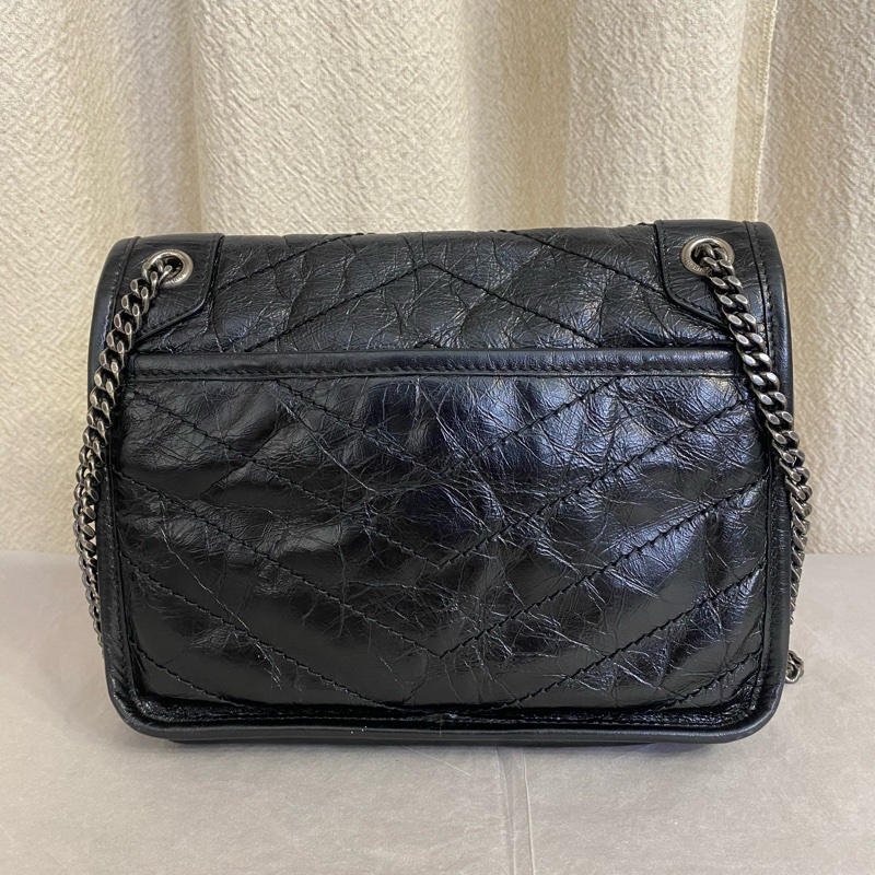 Saint Laurent 聖羅蘭 黑銀牛皮niki baby小號 單肩斜挎包-1