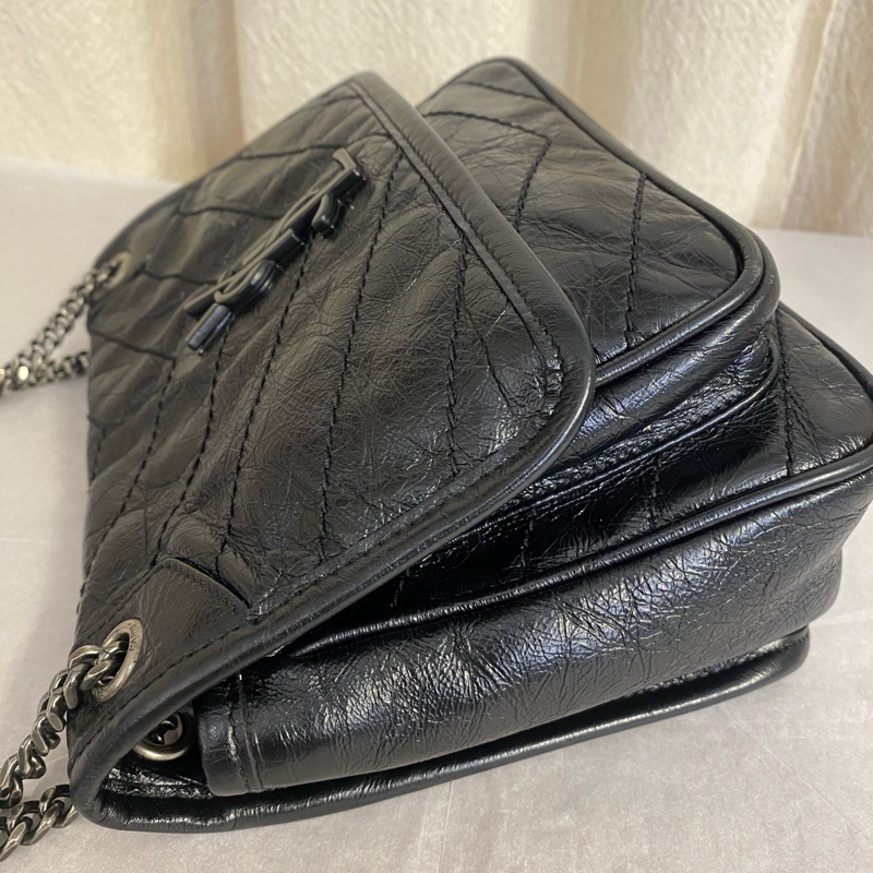 Saint Laurent 聖羅蘭 黑銀牛皮niki baby小號 單肩斜挎包-2