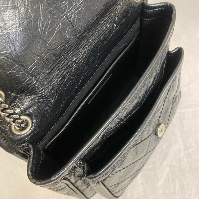 Saint Laurent 聖羅蘭 黑銀牛皮niki baby小號 單肩斜挎包-9