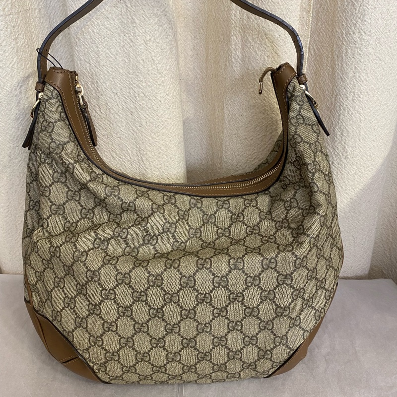 Gucci /古馳老花塗層大月亮單肩腋下包-1