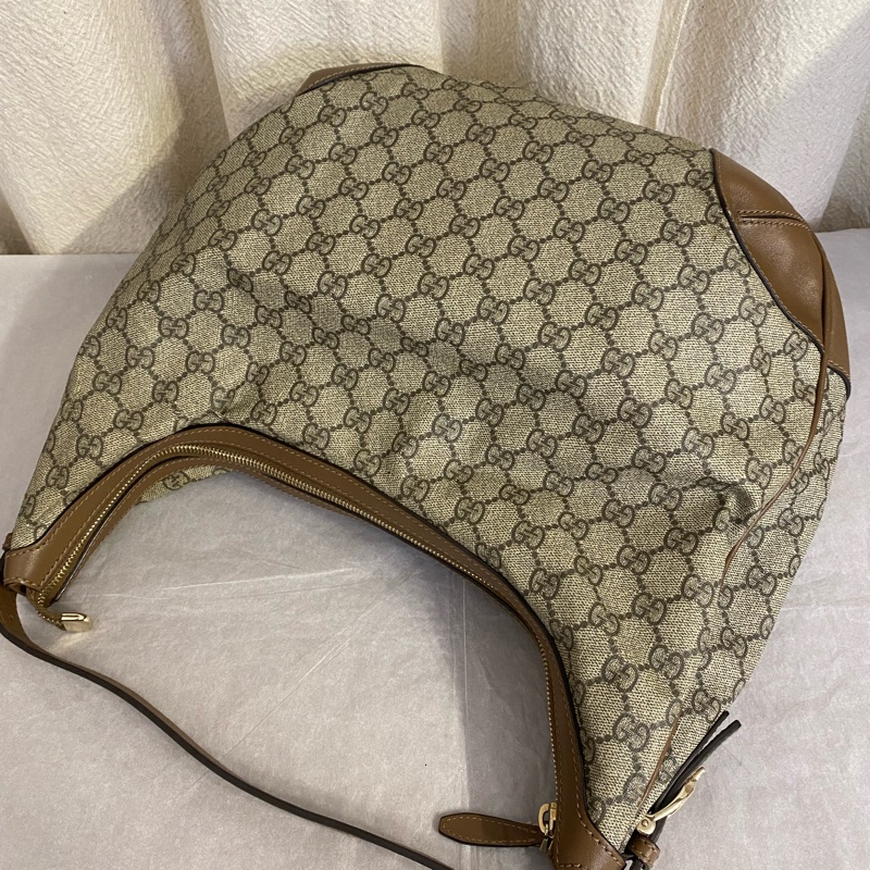 Gucci /古馳老花塗層大月亮單肩腋下包-4