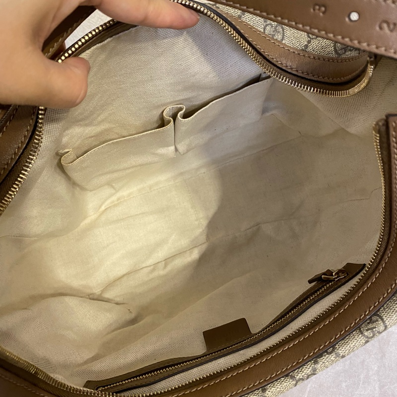 Gucci /古馳老花塗層大月亮單肩腋下包-8