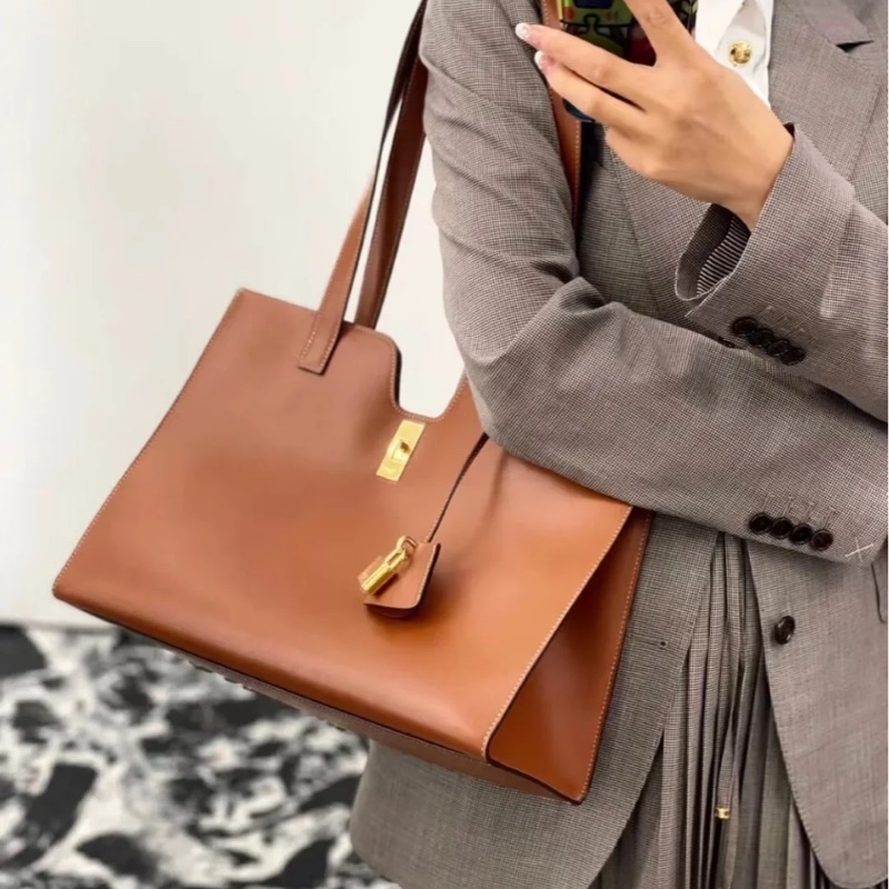 Celine/賽琳 Cabas 旋鎖閉合純色光滑小牛皮 托特包Tote-3