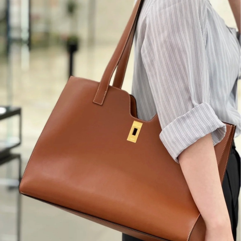 Celine/賽琳 Cabas 旋鎖閉合純色光滑小牛皮 托特包Tote-4
