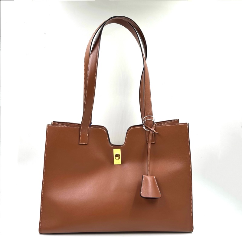 Celine/賽琳 Cabas 旋鎖閉合純色光滑小牛皮 托特包Tote-5
