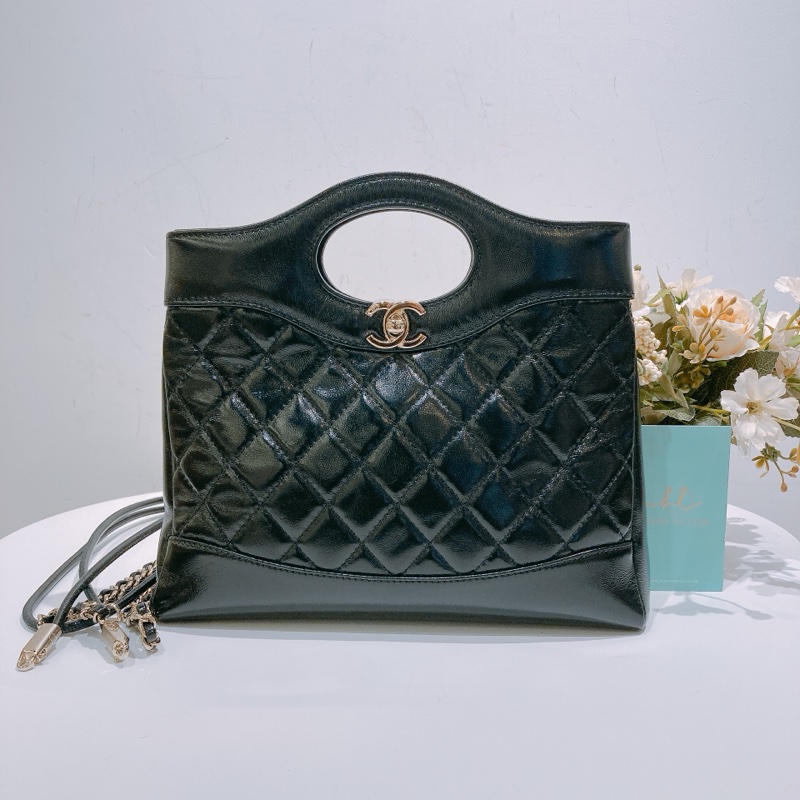 TW4444 CHANEL 香奈兒迷你31系列鍊帶包包31 MINI BAG BLACK CALFSKIN-0