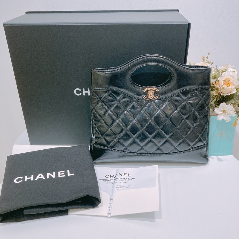 TW4444 CHANEL 香奈兒迷你31系列鍊帶包包31 MINI BAG BLACK CALFSKIN-10