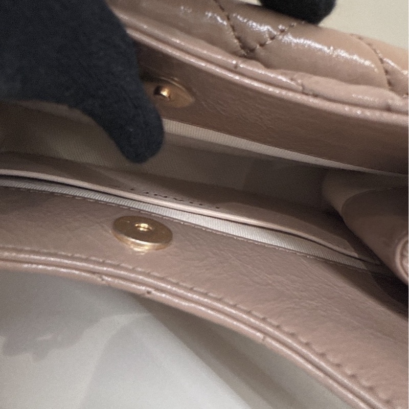 CHANEL 奶茶色天貓包鏈條包 芯片款-7