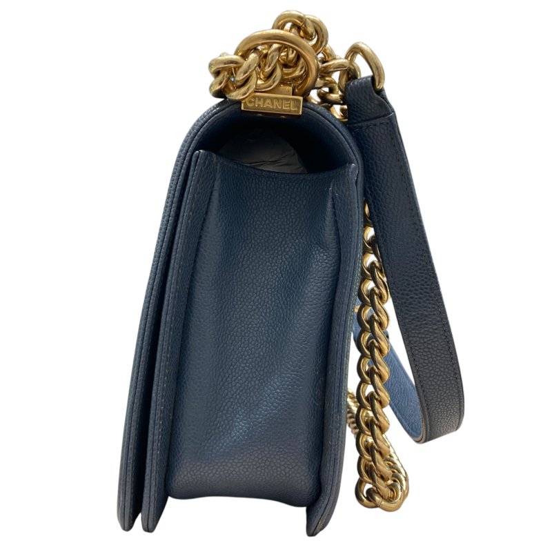 CHANEL 香奈兒 A92193 BOY28 魚子醬皮 鏈條單肩包 藍灰色-2