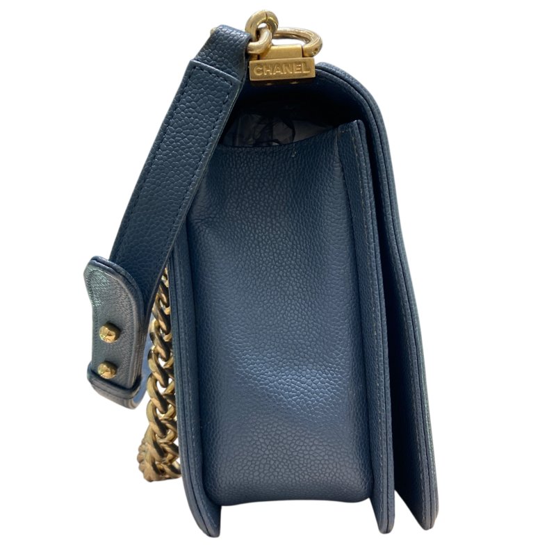 CHANEL 香奈兒 A92193 BOY28 魚子醬皮 鏈條單肩包 藍灰色-3