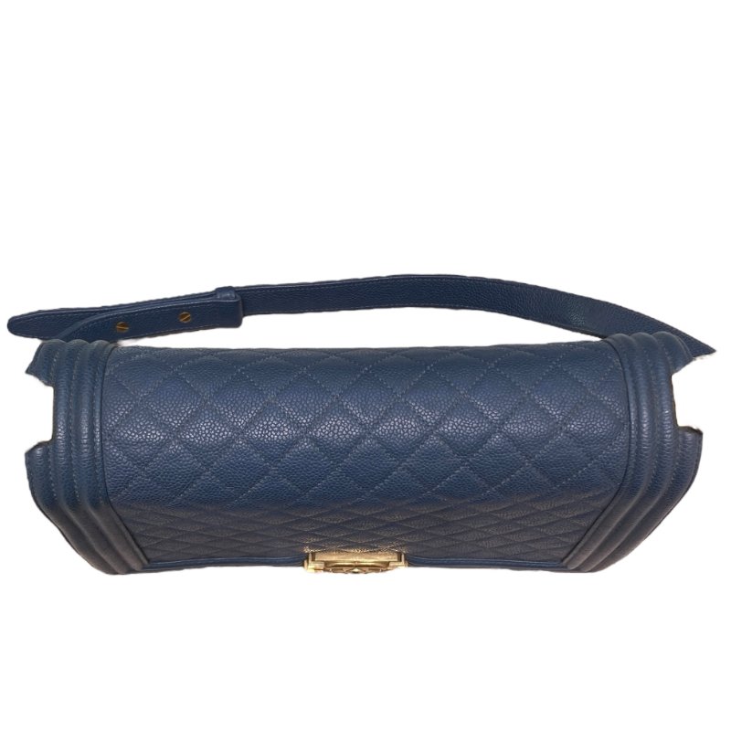 CHANEL 香奈兒 A92193 BOY28 魚子醬皮 鏈條單肩包 藍灰色-5