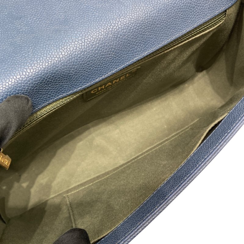 CHANEL 香奈兒 A92193 BOY28 魚子醬皮 鏈條單肩包 藍灰色-6