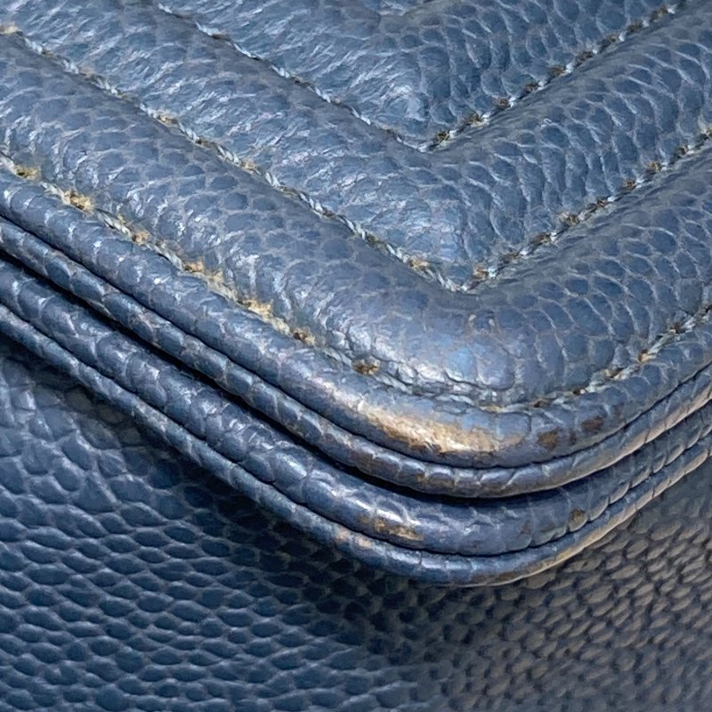 CHANEL 香奈兒 A92193 BOY28 魚子醬皮 鏈條單肩包 藍灰色-9