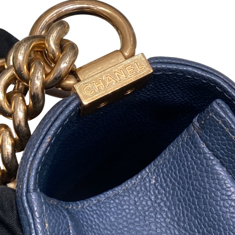 CHANEL 香奈兒 A92193 BOY28 魚子醬皮 鏈條單肩包 藍灰色-14
