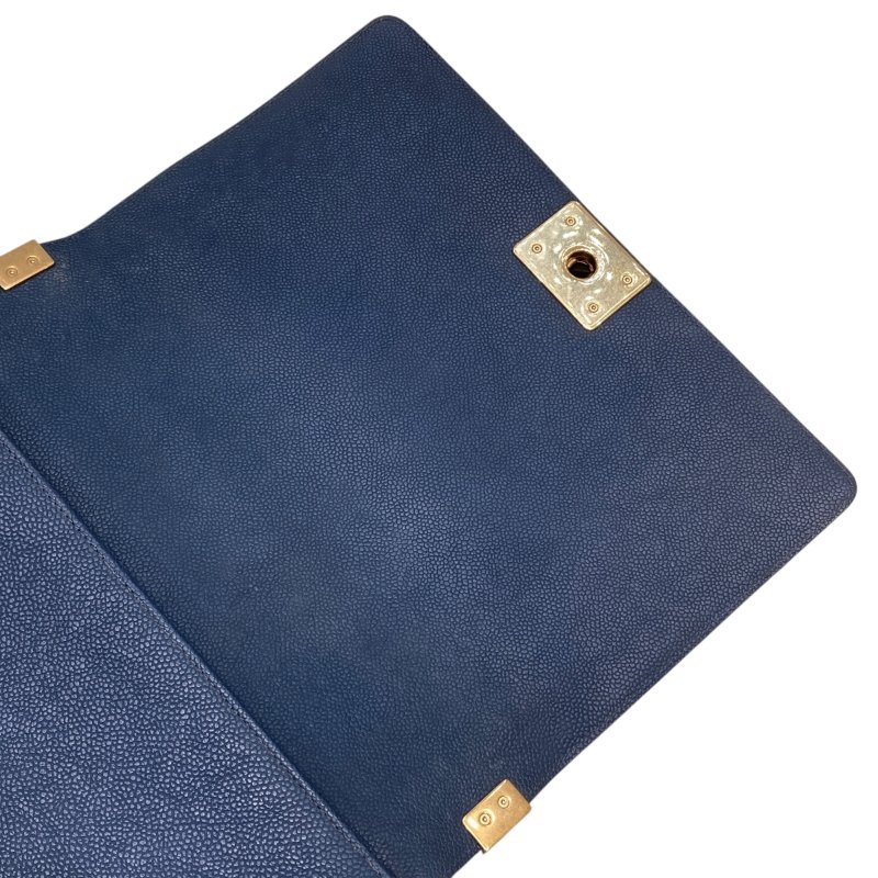 CHANEL 香奈兒 A92193 BOY28 魚子醬皮 鏈條單肩包 藍灰色-18