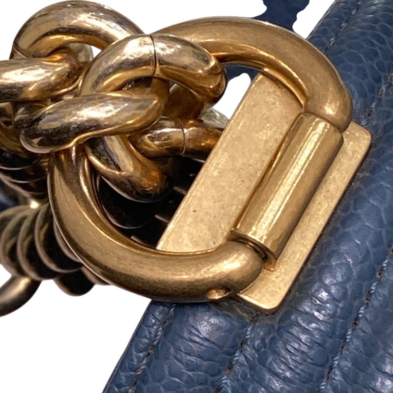 CHANEL 香奈兒 A92193 BOY28 魚子醬皮 鏈條單肩包 藍灰色-19