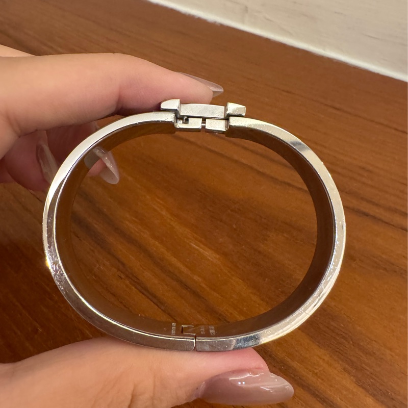 Hermes咖啡色銀H手環-1