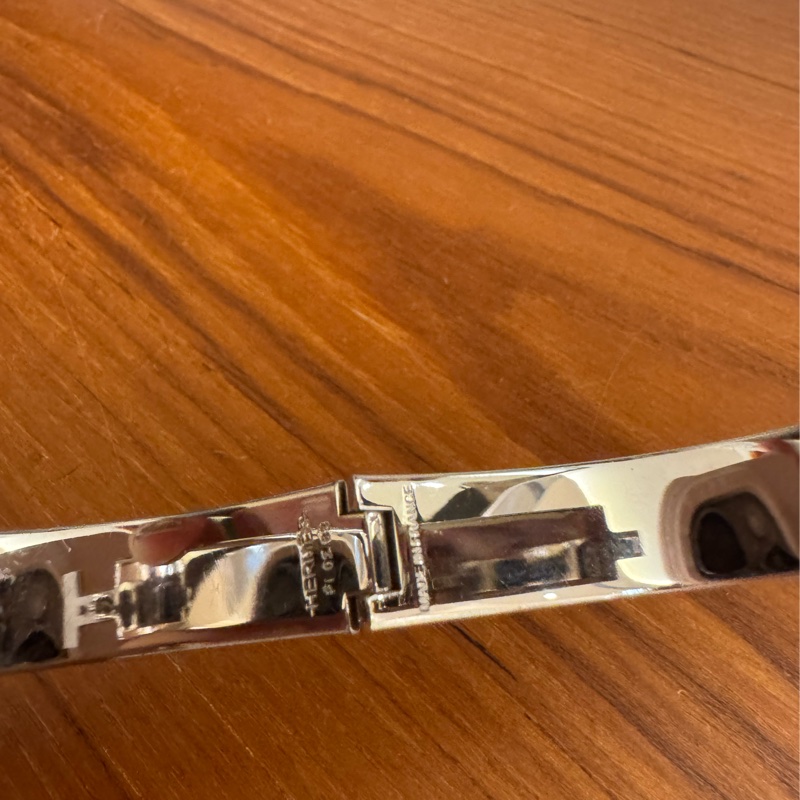 Hermes咖啡色銀H手環-14