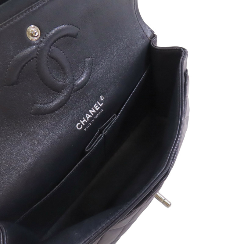 CHANEL 羊皮皮革Classic 25銀扣鏈帶肩背袋-4