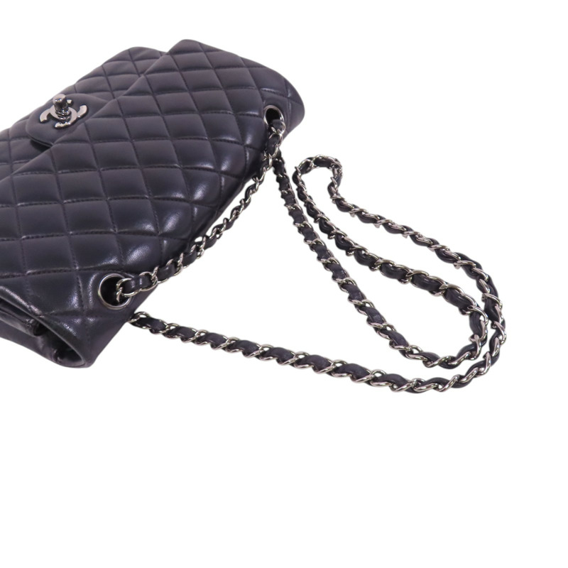 CHANEL 羊皮皮革Classic 25銀扣鏈帶肩背袋-7